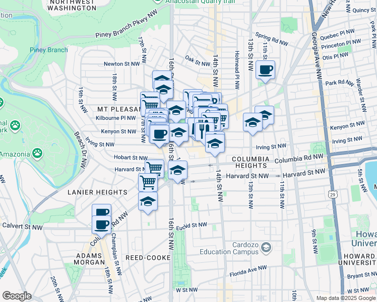 map of restaurants, bars, coffee shops, grocery stores, and more near 101 Independence Avenue Southeast in Washington