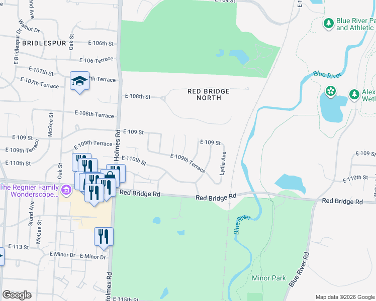 map of restaurants, bars, coffee shops, grocery stores, and more near 10924 Tracy Avenue in Kansas City