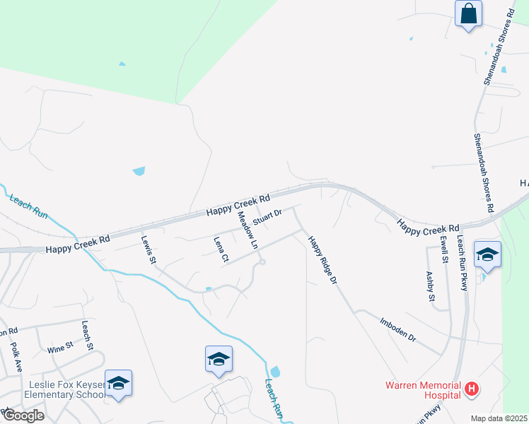 map of restaurants, bars, coffee shops, grocery stores, and more near 1060 Stuart Dr in Front Royal