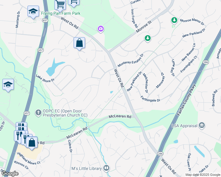 map of restaurants, bars, coffee shops, grocery stores, and more near 2799 Middleton Farm Court in Herndon