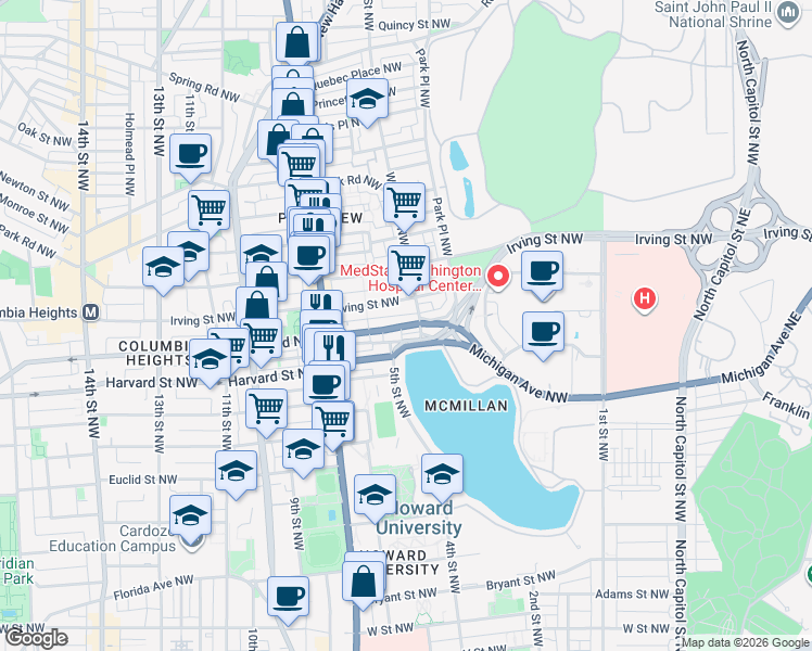 map of restaurants, bars, coffee shops, grocery stores, and more near 469 Hobart Place Northwest in Washington