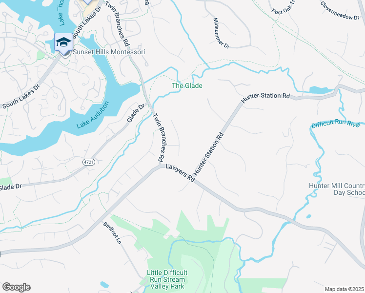 map of restaurants, bars, coffee shops, grocery stores, and more near 2119 Thomas View Road in Reston