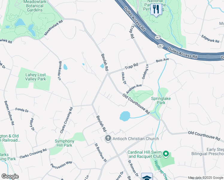 map of restaurants, bars, coffee shops, grocery stores, and more near 9419 Old Courthouse Rd in Vienna