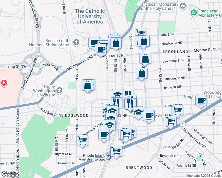 map of restaurants, bars, coffee shops, grocery stores, and more near 101 Independence Avenue Southeast in Washington