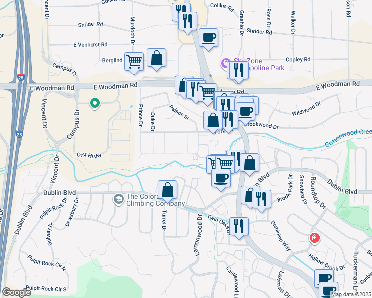 map of restaurants, bars, coffee shops, grocery stores, and more near 1405 Imperial Road in Colorado Springs