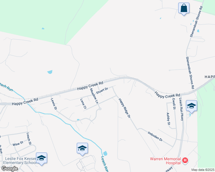 map of restaurants, bars, coffee shops, grocery stores, and more near 1070 Stuart Drive in Front Royal