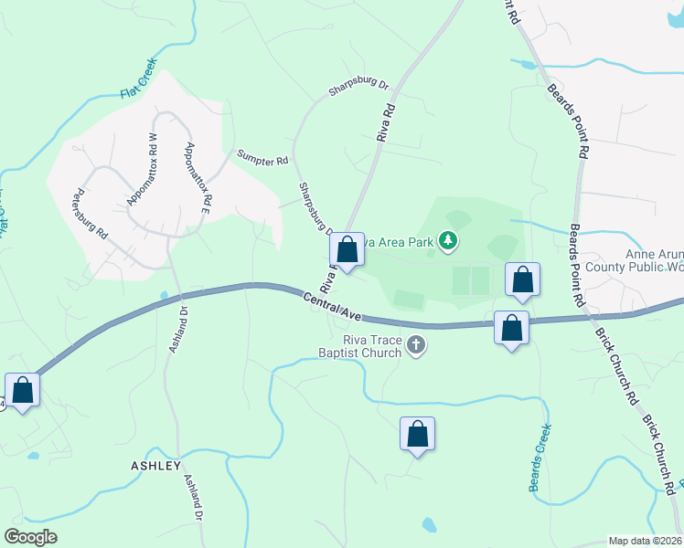 map of restaurants, bars, coffee shops, grocery stores, and more near 3659 Riva Road in Davidsonville