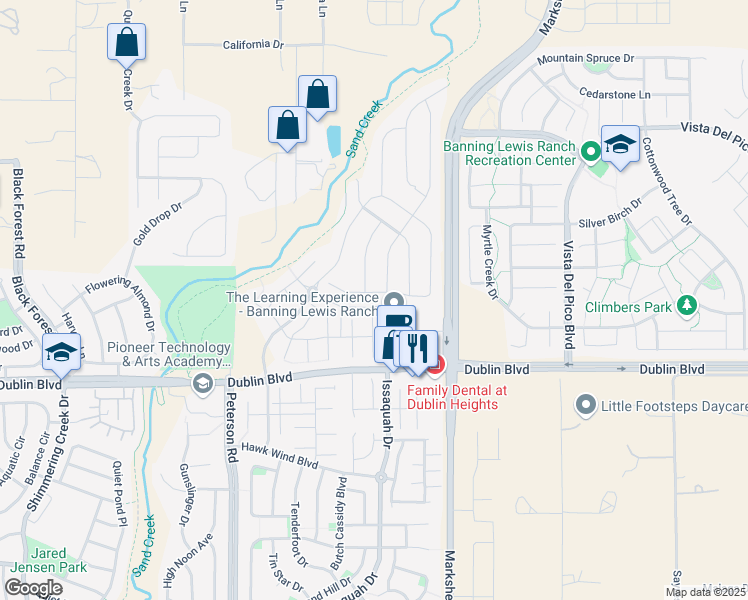 map of restaurants, bars, coffee shops, grocery stores, and more near 7116 Mustang Rim Drive in Colorado Springs