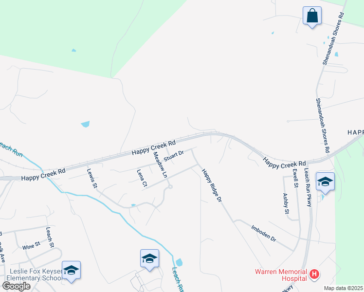 map of restaurants, bars, coffee shops, grocery stores, and more near 1070 Stuart Drive in Front Royal