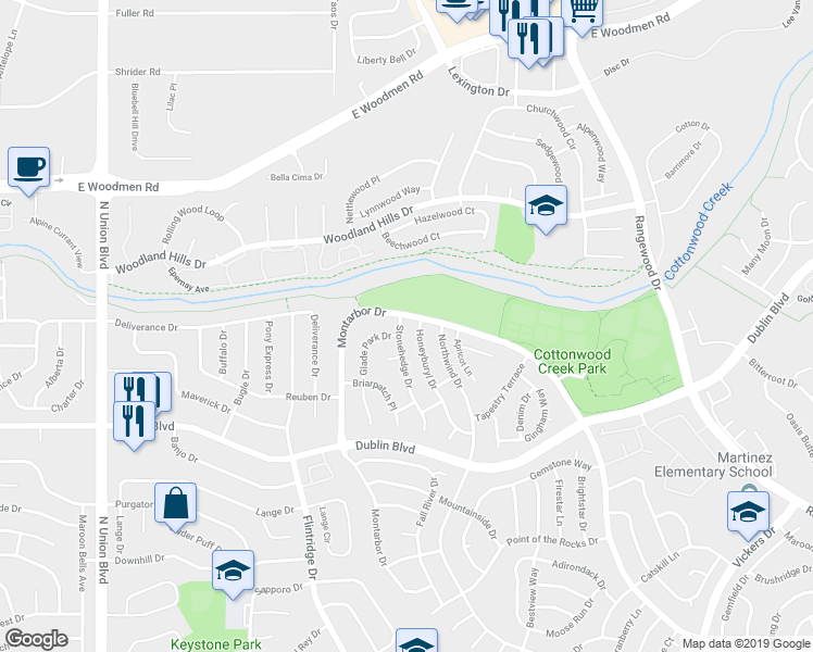 map of restaurants, bars, coffee shops, grocery stores, and more near 6685 Stonehedge Drive in Colorado Springs