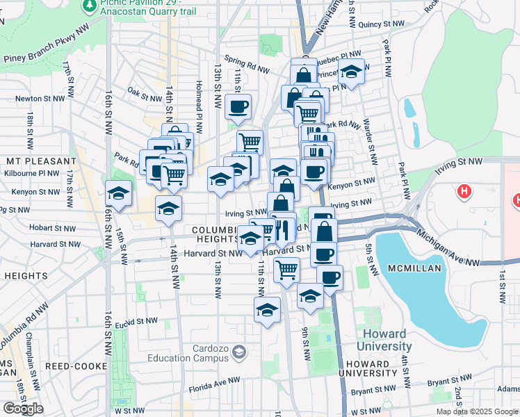 map of restaurants, bars, coffee shops, grocery stores, and more near 101 Independence Avenue Southeast in Washington