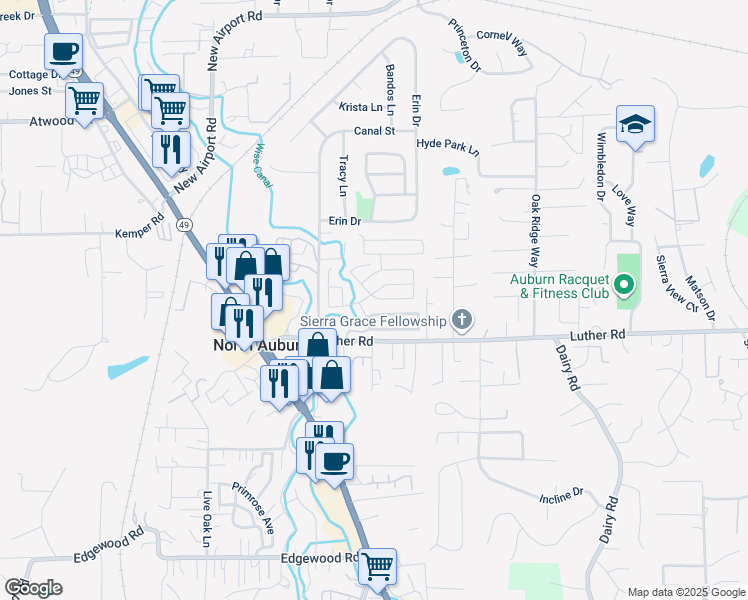 map of restaurants, bars, coffee shops, grocery stores, and more near 1638 Alder Circle in Auburn