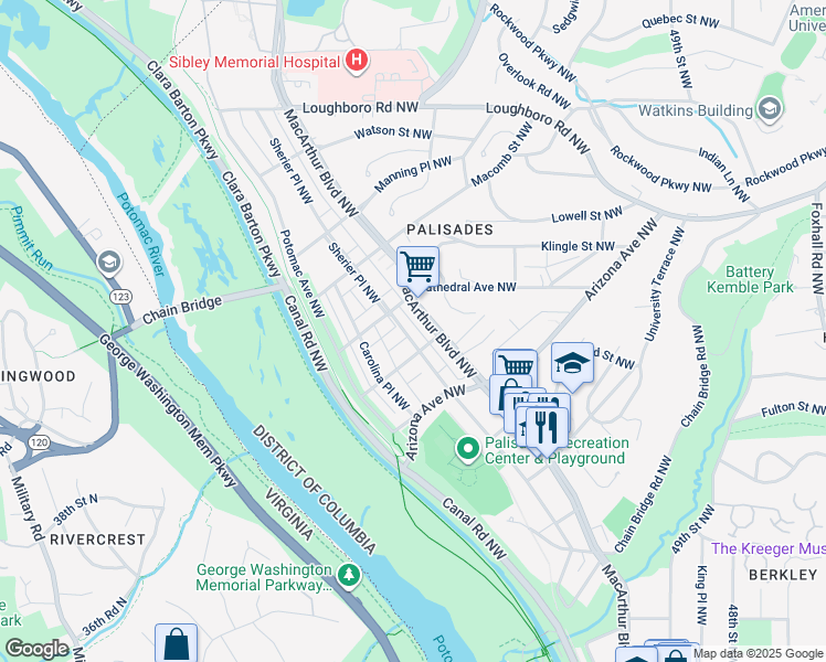 map of restaurants, bars, coffee shops, grocery stores, and more near 5419 Sherier Place Northwest in Washington