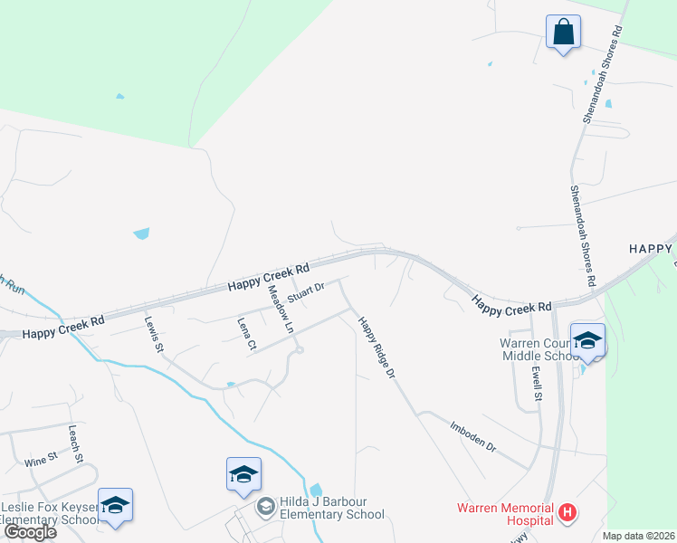 map of restaurants, bars, coffee shops, grocery stores, and more near 1074 Stuart Drive in Front Royal