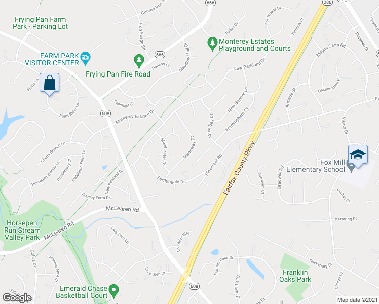 map of restaurants, bars, coffee shops, grocery stores, and more near 2784 Mansway Drive in Herndon