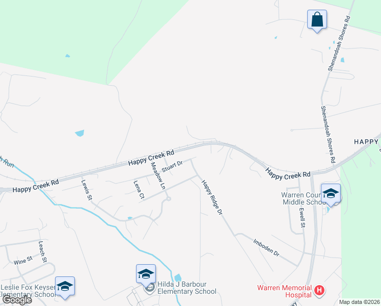 map of restaurants, bars, coffee shops, grocery stores, and more near 1074 Stuart Drive in Front Royal