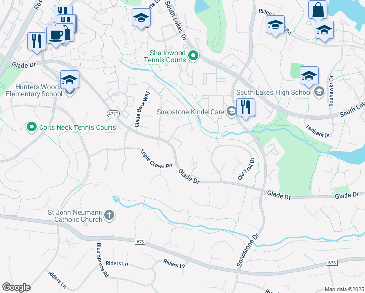 map of restaurants, bars, coffee shops, grocery stores, and more near 11710 Decade Court in Reston