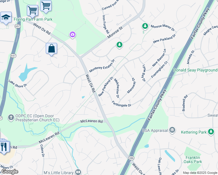 map of restaurants, bars, coffee shops, grocery stores, and more near 13060 Farthingale Drive in Herndon