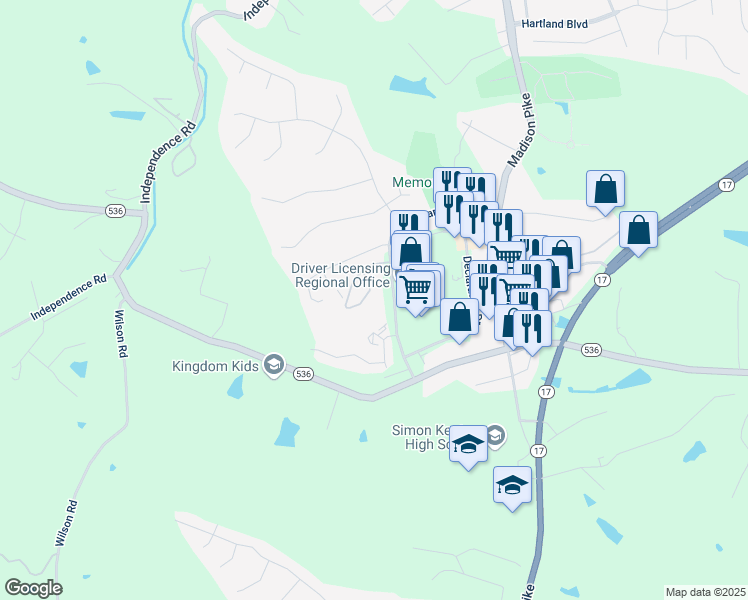 map of restaurants, bars, coffee shops, grocery stores, and more near 10781 Brentwater Place in Independence