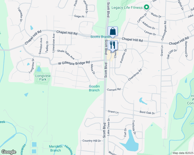 map of restaurants, bars, coffee shops, grocery stores, and more near 4316 Mesa Drive in Columbia