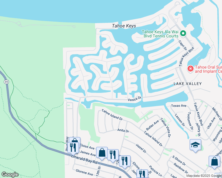 map of restaurants, bars, coffee shops, grocery stores, and more near 532 Emerald Drive in South Lake Tahoe