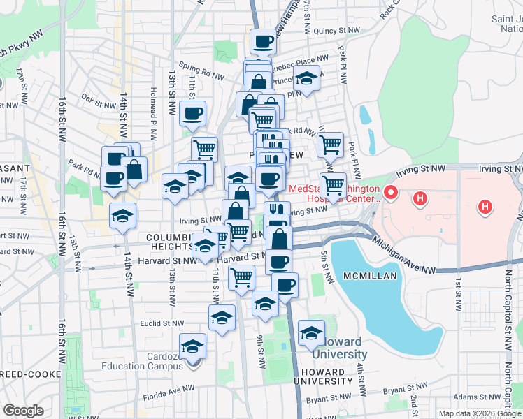 map of restaurants, bars, coffee shops, grocery stores, and more near 101 Independence Avenue Southeast in Washington