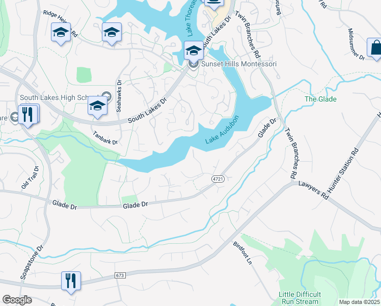 map of restaurants, bars, coffee shops, grocery stores, and more near 2201 Burgee Court in Reston