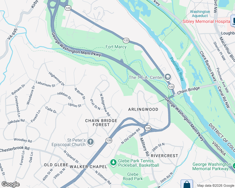 map of restaurants, bars, coffee shops, grocery stores, and more near 4133 North RoundHill Road in Arlington