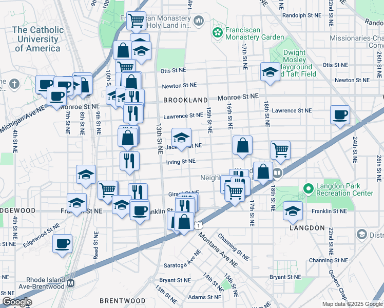 map of restaurants, bars, coffee shops, grocery stores, and more near 101 Independence Avenue Southeast in Washington