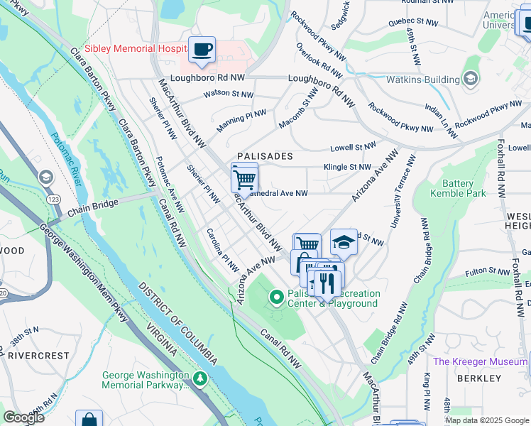 map of restaurants, bars, coffee shops, grocery stores, and more near 5418 Hawthorne Place Northwest in Washington