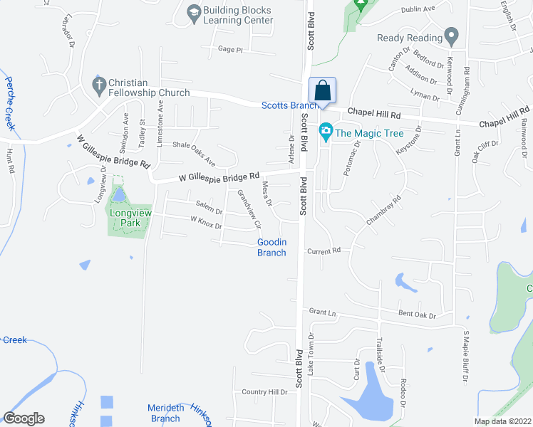 map of restaurants, bars, coffee shops, grocery stores, and more near 4316 Mesa Drive in Columbia