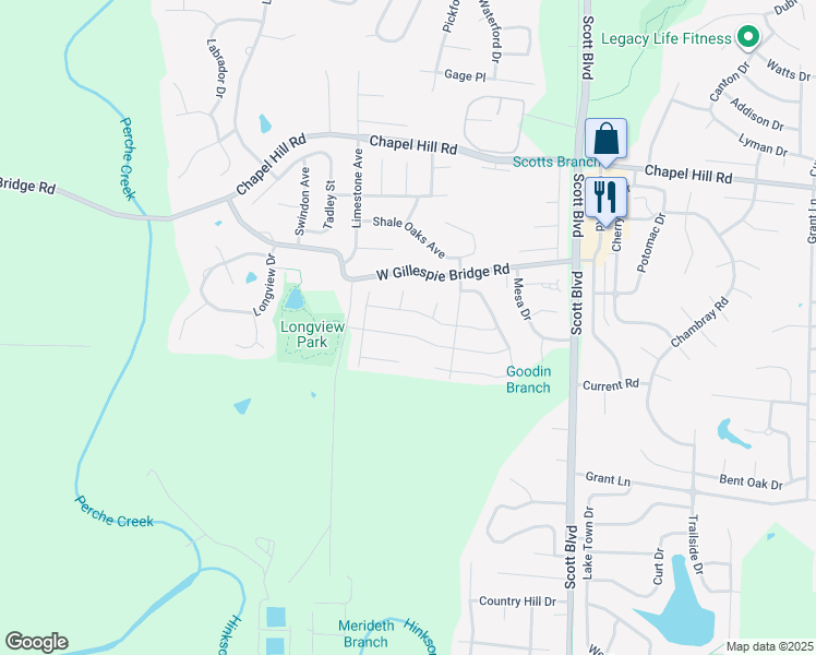 map of restaurants, bars, coffee shops, grocery stores, and more near 4701 West Knox Drive in Columbia