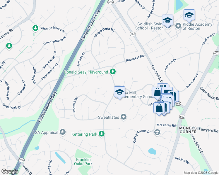 map of restaurants, bars, coffee shops, grocery stores, and more near 12705 Carlsbad Ct in Herndon