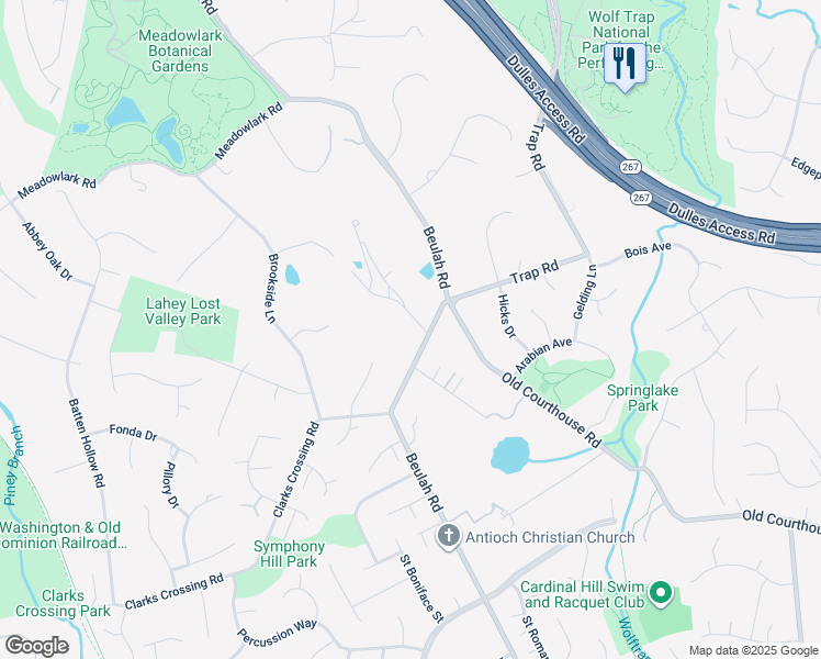 map of restaurants, bars, coffee shops, grocery stores, and more near 9503 Leemay Street in Vienna