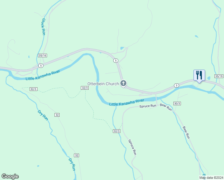 map of restaurants, bars, coffee shops, grocery stores, and more near West Virginia 5 in Glenville