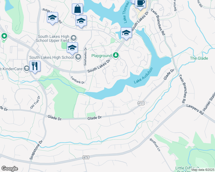 map of restaurants, bars, coffee shops, grocery stores, and more near 2268 Cedar Cove Court in Reston