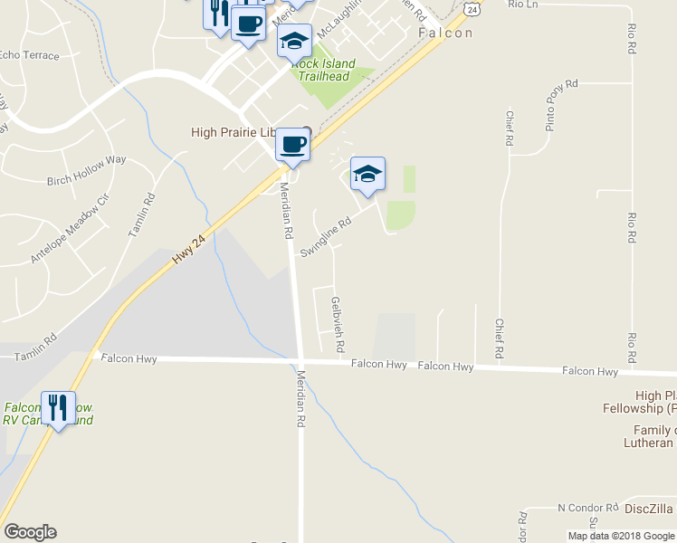 map of restaurants, bars, coffee shops, grocery stores, and more near 6617 Gelbvieh Road in Peyton
