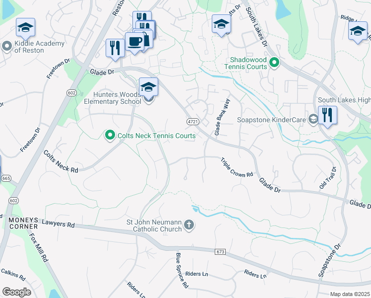 map of restaurants, bars, coffee shops, grocery stores, and more near 11906 State Route 4707 in Reston