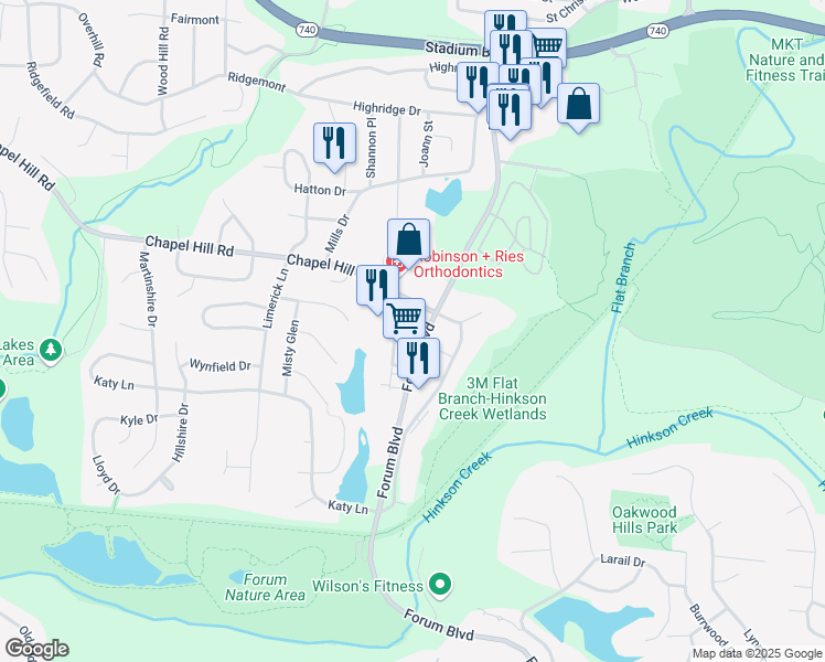 map of restaurants, bars, coffee shops, grocery stores, and more near 2010 Chapel Plaza Court in Columbia