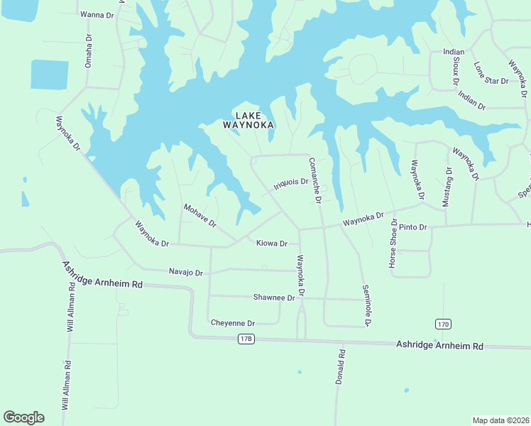 map of restaurants, bars, coffee shops, grocery stores, and more near 44 Waynoka Drive in Brown County