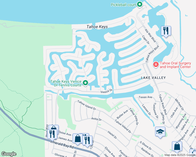 map of restaurants, bars, coffee shops, grocery stores, and more near 516 Christie Drive in South Lake Tahoe
