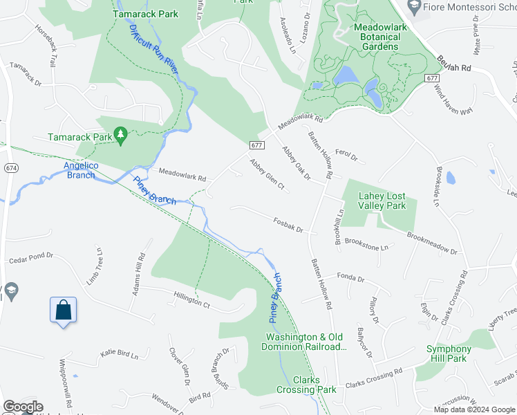 map of restaurants, bars, coffee shops, grocery stores, and more near 9816 Fosbak Drive in Vienna