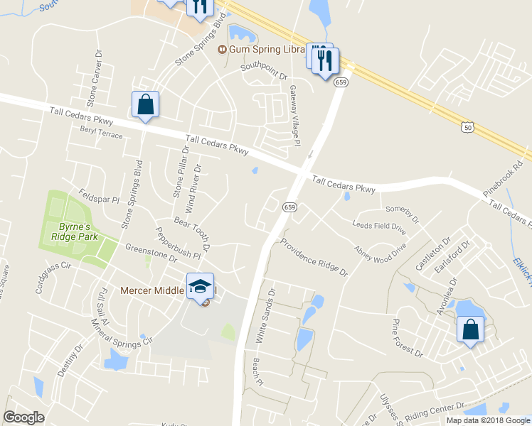 map of restaurants, bars, coffee shops, grocery stores, and more near 42221 Dean Chapel Square in Chantilly