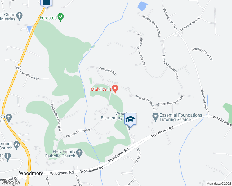 map of restaurants, bars, coffee shops, grocery stores, and more near 12401 Pleasant Prospect in Bowie