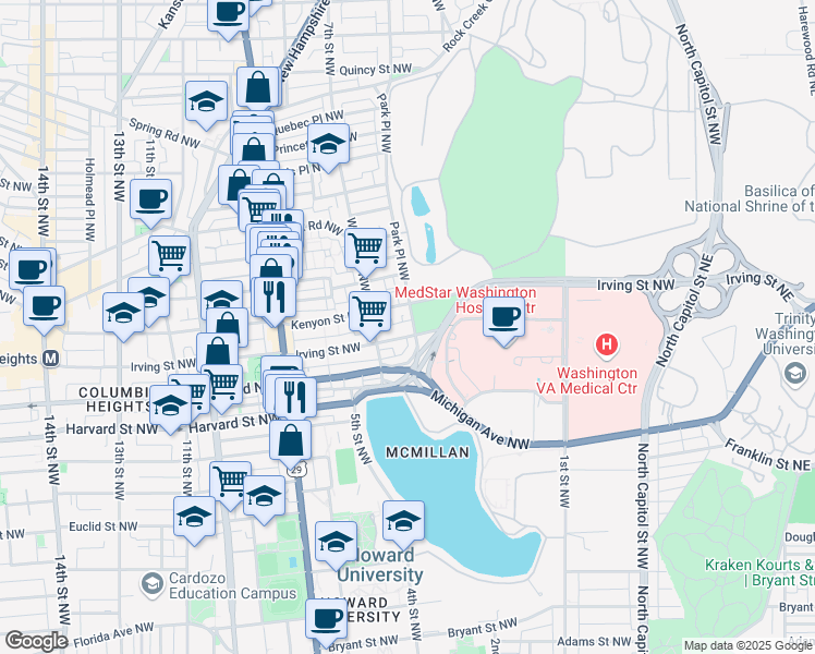 map of restaurants, bars, coffee shops, grocery stores, and more near 3106 Park Place Northwest in Washington