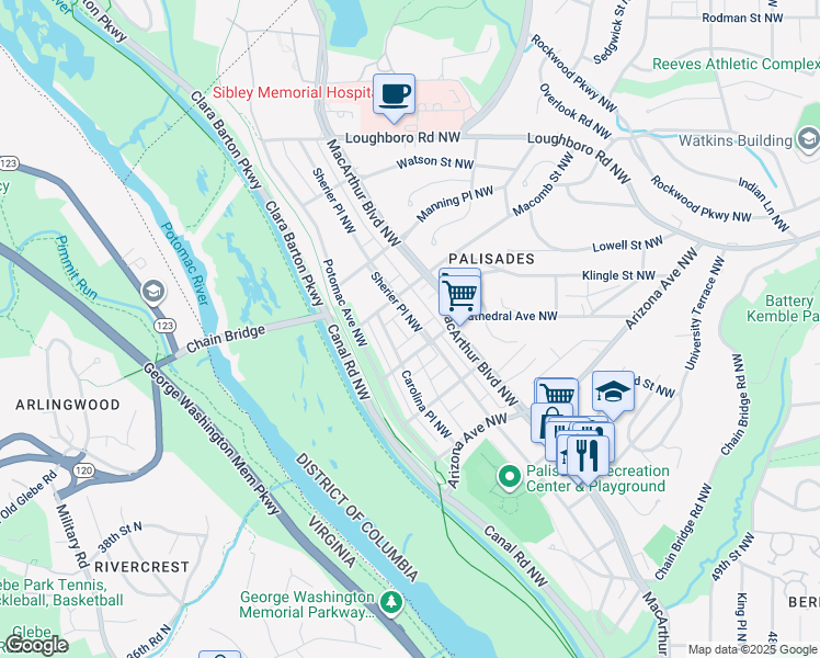 map of restaurants, bars, coffee shops, grocery stores, and more near 5514 Sherier Place Northwest in Washington