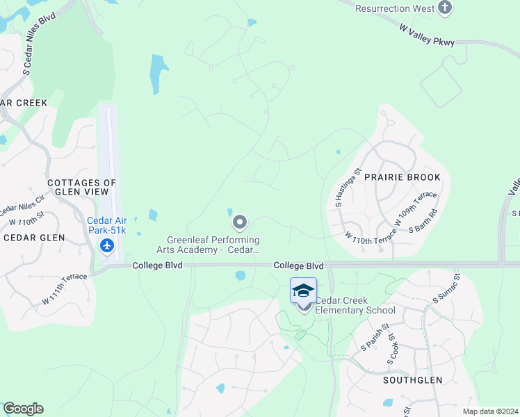 map of restaurants, bars, coffee shops, grocery stores, and more near 25090 West 110th Terrace in Olathe