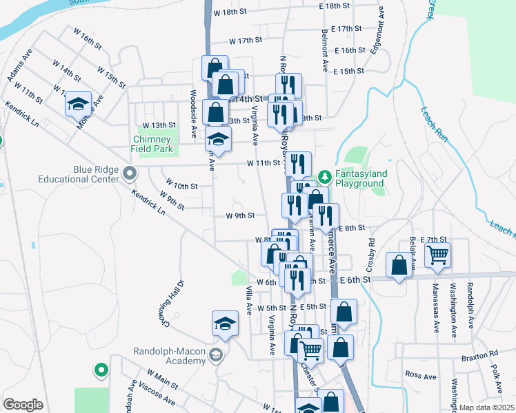 map of restaurants, bars, coffee shops, grocery stores, and more near 910 Virginia Avenue in Front Royal
