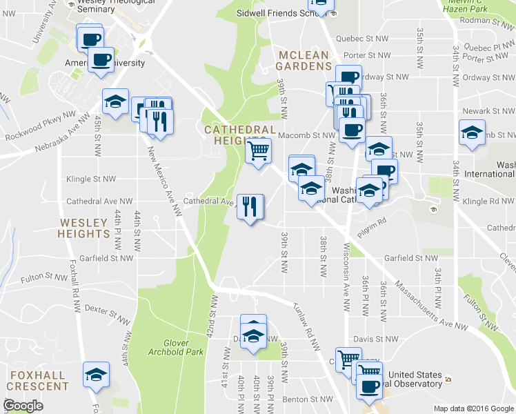 map of restaurants, bars, coffee shops, grocery stores, and more near 1050 Independence Avenue Southwest in Washington