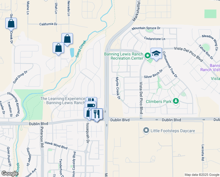 map of restaurants, bars, coffee shops, grocery stores, and more near 6652 Maple Stone Lane in Colorado Springs
